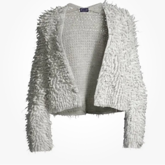 Scoop Women’s Gray Loop Stitch Shaggy Open Front Cardigan Size Large (12-14) NEW - Picture 5 of 8
